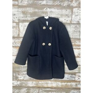 Zara kids Black Hooded Pea Coat size 6-7yr